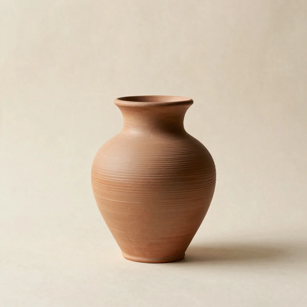 Hand-Thrown Terracotta Ribbed Vase